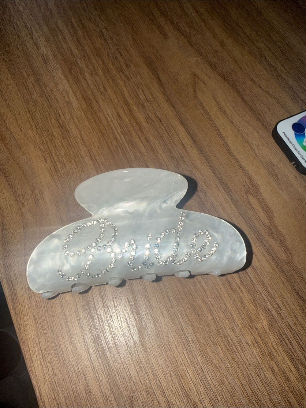 Pearl White 'Bride' Rhinestone Hair Claw